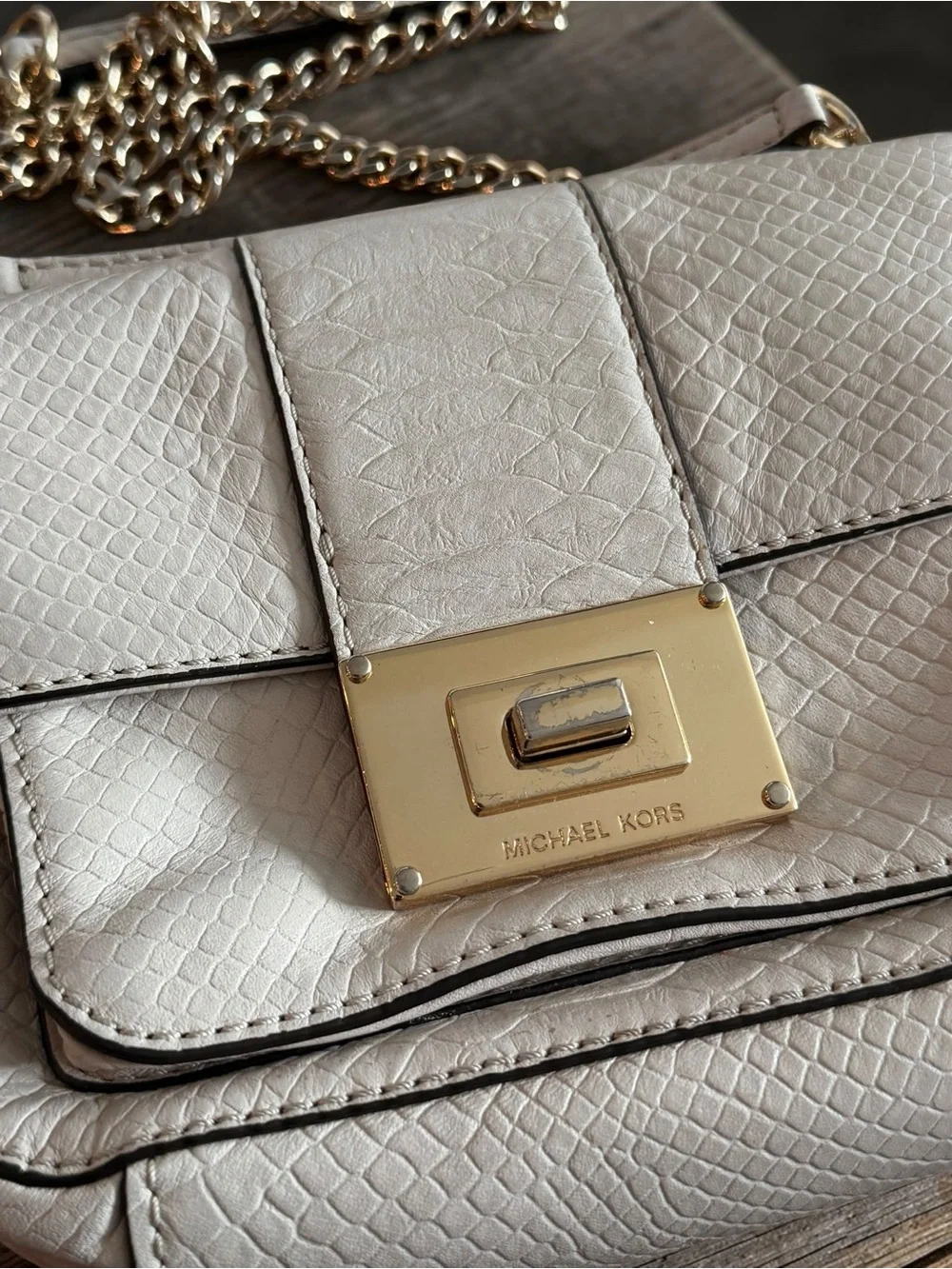 Michael Kors Sloan Python Embossed Leather Chain Shoulder Bag